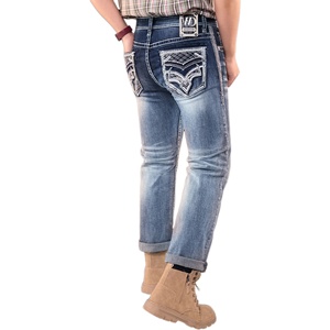 IN STOCK fashion Men’s Heavy Stitch <b>jeans</b> <b>Embroidered</b> Mid Waist Whisker effect Straight Leg <b>jeans</b> for men - Product Image 2