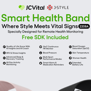 JCVital V1 Patent Stock SDK API สมาร์ทแบนด์ที่ขับเคลื่อนด้วย AI ประเ<span class=keywords><strong>ม</strong></span>ินระดับสุขภาพทางกายภาพส่วนบุคคลอย่างเป็นระบบ ตรวจจับปัญหาที่ซ่อนอยู่ - Product Image 6