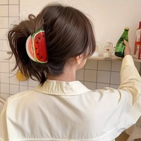 Pince à cheveux tendance pour femme, 10 cm, en acrylique, motif fruits (citron, pastèque, fraise), accessoires pour cheveux, ornements pour usage quotidien
