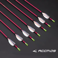 Flèche de chasse à plume rotative rose 6/12 ID 3,2 mm 0,009 po, 40T, en carbone, spine 600/700/800, pour arc recurve, tête en acier inoxydable