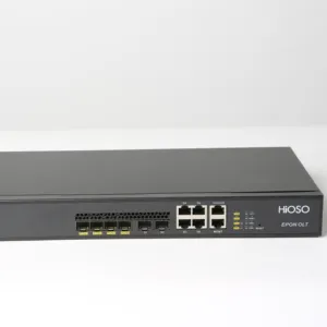 1U 랙마운트 EPON 4 포트 OLT 2x1000M SFP 포트 및 4 포트 1000M LAN 업링크 포트 (4 x PX20 +++ 모듈 포함)