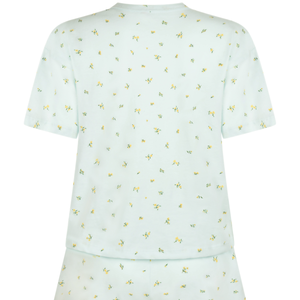 Pyjama court imprimé vert pour femme, ensemble deux pièces confortable, respirant, mignon, luxueux et tendance avec taille élastique - Product Image 5
