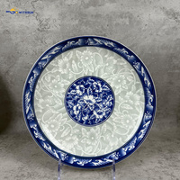 Assiettes rondes en céramique à motifs floraux vintage, mandala rose bleu blanc, assiettes décoratives en porcelaine pour la table à manger à la maison