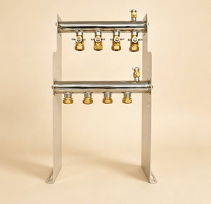 Colector de Calefacción por Suelo Radiante GHNOR4p de 4 Puertos, Colector de Agua Caliente de Acero Inoxidable para Sistema de Calefacción Hidrónica por Suelo Radiante - Product Image 1