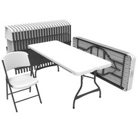 Tables et chaises pliantes en plastique Portable rectangulaire robuste de 8 pieds pour la restauration en plein air