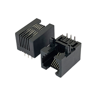 Connecteur RJ45 femelle 6P6C à montage sur circuit imprimé, prise modulaire à 90 degrés, 125VAC 1,5A