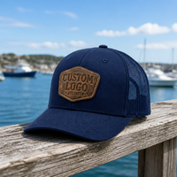 Casquette Trucker en Sergé de Coton à 6 Panneaux Personnalisée OEM de Haute Qualité pour Adulte, Vente en Gros, Casquette de Sport à Visière Courbe avec Logo en Cuir