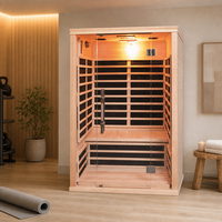 Sauna sec en bois massif de pruche canadienne pour 2 personnes avec chauffage infrarouge au carbone