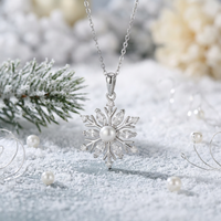 Pendentif élégant ZG en laiton avec perle d'eau douce et pierre précieuse marquise flocon de neige, bijou festif