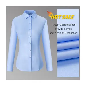 Qualité supérieure Dames À Manches Longues Robe Formelle Blouse 100% Coton Sans Rides Formelle Bureau Travail Chemises Pour Les Femmes