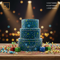 Ensemble de boîtes cylindriques en étain imprimées sur mesure, trois pièces, avec couvercle à couronne, pour l'emballage de biscuits et de bonbons
