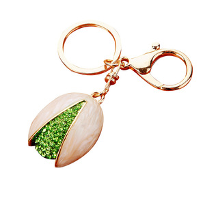 Llavero de lujo personalizado con diamantes de imitación, llavero con incrustaciones de diamantes de imitación en forma de pistacho, colgante para bolso, llavero novedoso con forma de <span class=keywords><strong>comida</strong></span>, colgante para bolso, regalos - Product Image 6