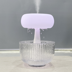 ผ่อนคลายอารมณ์น้ํามันหอมระเหยฝนหยดhumidificador 7 สีไฟLEDน้ําตกAmoraกระจายฝนเมฆความชื้นSleep - Product Image 1