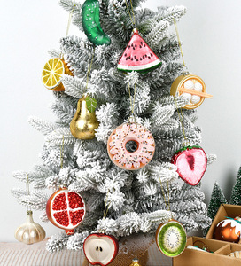 Cute Simulation Food <b>Glass</b> <b>Baubles</b> Christmas Tree Hanging Ornament, Fruit Vegetable Shape Christmas Holiday Decorations - Product Image 2