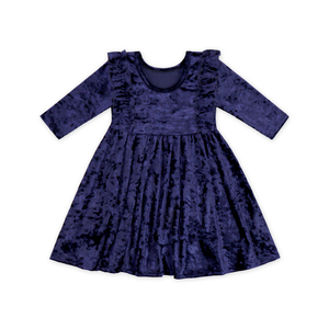 Più nuovo Velluto Del Bambino Volant maniche Lunghe 7 16 bambini bambini Twirl del Vestito del bambino della ragazza vestiti di cotone - Product Image 2