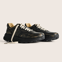 Chaussures pour hommes personnalisées, style vintage, cuir véritable brossé à la main, semelle épaisse, chaussures de course respirantes pour hommes, baskets décontractées