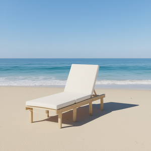 Sedia da Spiaggia Pieghevole in Legno con Cuscino in Schiuma, Design Minimalista, Sedia Lounge da Esterno con Gambe Affusolate, Schienale Solido in Tessuto Poliestere - Product Image 2