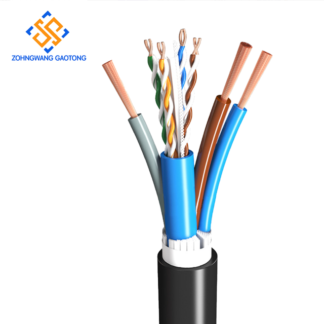 Industrial Cat6 PoE++ Extended Hybrid Cable Power Conductors Shielded Outdoor Waterproof Ethernet Power Composite Cable