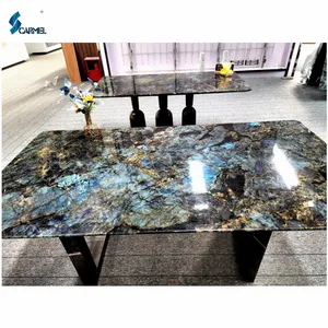 Chinese Supplier Polished Natural Stone Emerald Blue Granite Labradorite Blue Granite Slab Tiles For Countertop Table Top