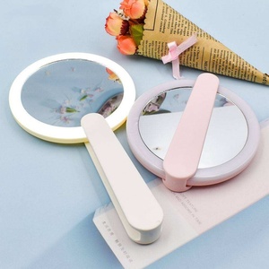 Small Mini Hand Held Makeup <b>Mirror</b> Led Light Travel Folding Cosmetic Hand <b>Compact</b> Pocket <b>Mirror</b> - Product Image 3
