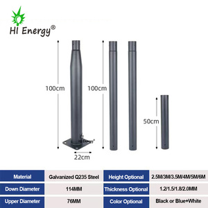 Pólo de Extensão Metálico de 3m 3.5m 4m 5m 6m, Pólo de Lâmpada de <span class=keywords><strong>4.5m</strong></span>, Pólo de Luz Solar de Zinco - Product Image 2
