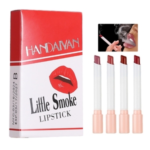 2024 HANDAIYAN, venta al por mayor, juego <span class=keywords><strong>de</strong></span> lápiz labial <span class=keywords><strong>de</strong></span> cigarrillo lindo vegano, 4 colores, caja <span class=keywords><strong>de</strong></span> humo impermeable mate, lápiz labial rojo desnudo - Product Image 1
