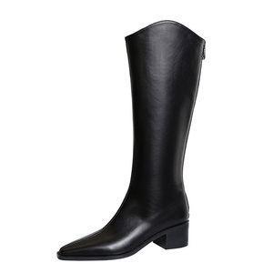 Bottes longues vintage pour femme, style chevalière, à talons épais et hauts, bottes hautes au genou, design de créateur - Product Image 1