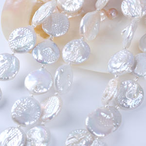 Perles d'eau douce naturelles de 18 cm-20-21 mm, blanches et roses, baroques, trou droit, accessoires de bijoux DIY, boutons en chanvre, perles en vrac - Product Image 3