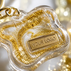 Porte-clés liquide personnalisé avec logo, paillettes flottantes, breloque anti-fuite, cadeau promotionnel - Product Image 1