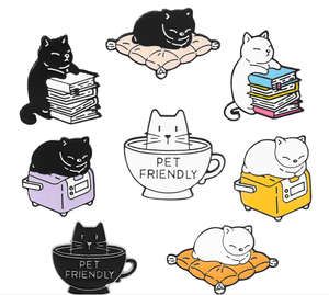Broches de lapela com 11 estilos, broches para gatos com esmalte, broches personalizados de gato, malha de animais - Product Image 3