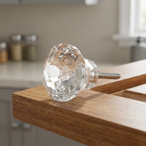 Poignée de porte ronde réglable en verre facetté transparent Art Déco, poignée de meuble décorative pour cuisine et salon - Product Image 4
