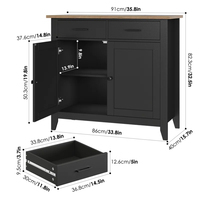Armoires d'appoint en bois FSC avec 2 tiroirs et 2 portes, buffet avec tiroirs de rangement, bar à café pour le salon
