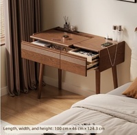 Table de maquillage moderne minimaliste en bois massif, télescopique et éclairée, bureau de maquillage simple, coiffeuse compacte tout-en-un pour chambre à coucher SZT038
