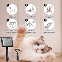 Nouveau lot de 3 peignes écologiques en acier inoxydable pour enlever les poils d'animaux, brosse de toilettage portable pour chats et chiens à poils longs, petits modèles