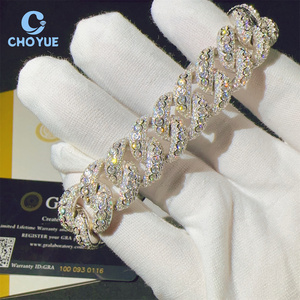 15MM <b>Iced</b> <b>Out</b> Cuban Link Bracelet 925 Sterling Silver VVS Moissanite Diamond Cuban Link <b>Chain</b> Buss Down Hip Hop Jewelry Bracelet - Product Image 5
