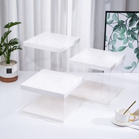 Boîte à gâteau carrée transparente en PVC de 4 et 8 pouces, idéale pour les petits gâteaux, prix de gros, pour mariage