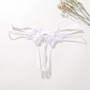 Biancheria intima erotica da donna Sexy con cavallo <span class=keywords><strong>aperto</strong></span> mutandine perizoma con perla - Product Image 4