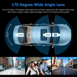 Mini 2K 3 máy ảnh Dash Cam 2K + 1080P + 1080p phía trước và bên trong wifi xe hộp đen điều khiển ghi âm cho xe taxi Xe DVR phía sau máy ảnh - Product Image 4