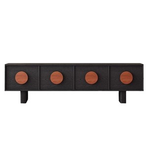 Mueble de <span class=keywords><strong>TV</strong></span> de madera maciza de diseño moderno retro en mesa negra Almacenamiento de piso de puesta de sol para apartamento pequeño Soporte de <span class=keywords><strong>TV</strong></span> para sala de estar - Product Image 6