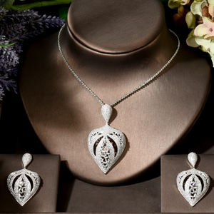 Hibide แฟชั่นหรูหราหยดน้ำ CZ zircon สร้อยคอแต่งงานต่างหูชุดเครื่องประดับสำหรับผู้หญิงสร้อยคอ N-1885ของผู้หญิงแอฟริกัน - Product Image 2