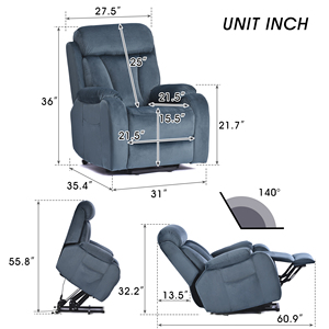 Fauteuil inclinable électrique pour personnes âgées avec télécommande, canapé inclinable électrique, fauteuil inclinable en tissu avec assistance à la levée - Product Image 5