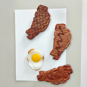 PVC <b>simulated</b> steak and egg model food magnetic refrigerator magnet, creative Western restaurant decoration sticker wholesale. - Product Image 1