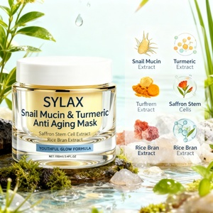Masque facial anti-âge SYLAX à la mucine d'escargot et au curcuma, hydratant, anti-rides, soin de la peau pour peaux matures, traitement facial naturel et biologique - Product Image 2