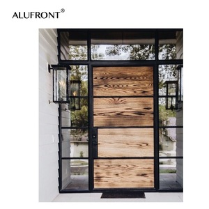 <span class=keywords><strong>Porte</strong></span> pivotante <span class=keywords><strong>d</strong></span>'<span class=keywords><strong>entrée</strong></span> moderne en aluminium noir Alufront série 100, design personnalisé de luxe, sécurité renforcée pour villa - Product Image 6