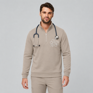 Felpa Invernale/Autunnale Ricamata <span class=keywords><strong>con</strong></span> Cerniera a Quarto per Tecnici Veterinari, Personalizzata <span class=keywords><strong>con</strong></span> Stetoscopio Veterinario e Impronta di Zampa di Cane/Gatto – Regalo - Product Image 6