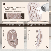Brosse à cheveux auto-nettoyante 3D à marque privée, peigne de massage ventilé évidé pour femmes, nettoyage en un clic, brosse volumisante et coiffante