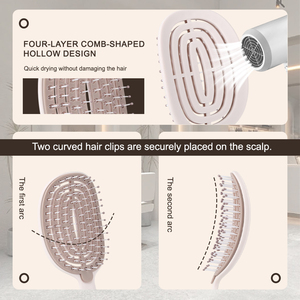 Brosse à cheveux auto-nettoyante 3D à marque privée, peigne de massage ventilé évidé pour femmes, nettoyage en un clic, brosse volumisante et coiffante - Product Image 2