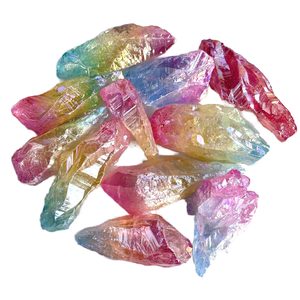 Piedra de Cristal Natural en Bruto con Galvanoplastia Tipo Diente, Galvanoplastia Multicolor en el Núcleo, Piedra de Cristal en Bruto para el Hogar - Product Image 1