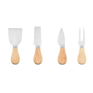Customized cross-border <b>cheese</b> <b>knife</b> <b>set</b>, multi-functional round rubberwood <b>cheese</b> box four-piece <b>set</b>, in stock and available - Product Image 2