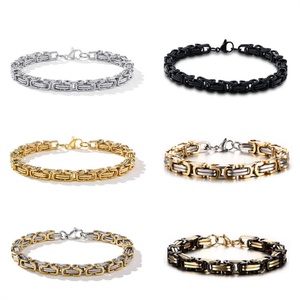 Custom Gold Plated Stainless Steel <b>Men</b> Bracelet Byzantine Chain Bracelets - Product Image 1